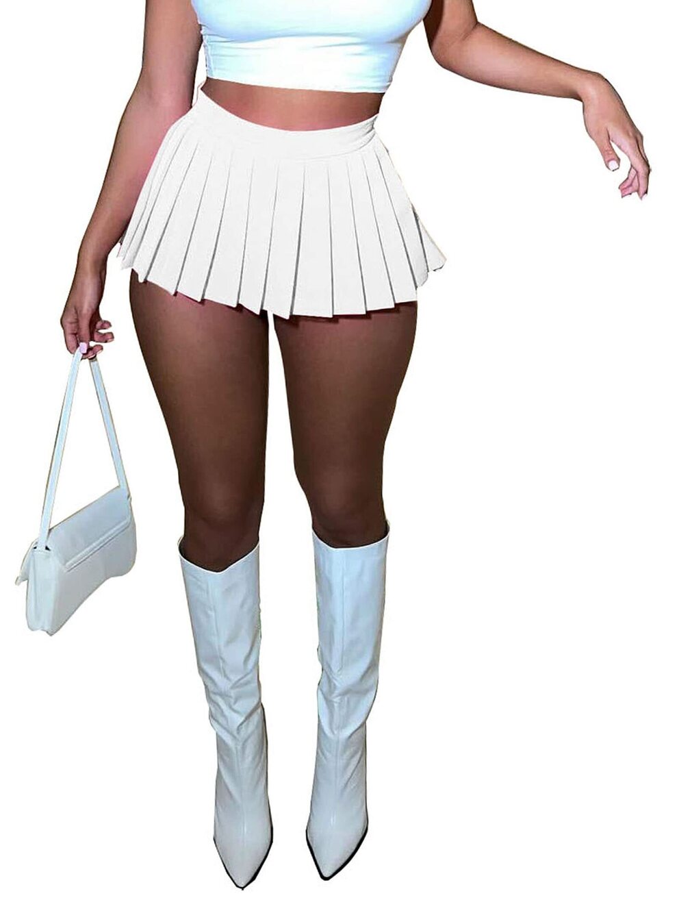 2196 Mini Skirt Skater A-line Pleated Skirts Sexy Club Y2k Skirt Elastic
